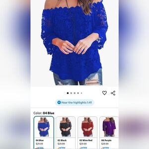 MIHOLL Women's Lace Off Shoulder Tops Casual Loose Blouse Shirts